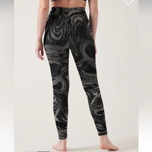 Small - ATHLETA - Aurora Shine Tight in Black and Gray Metallic nwot